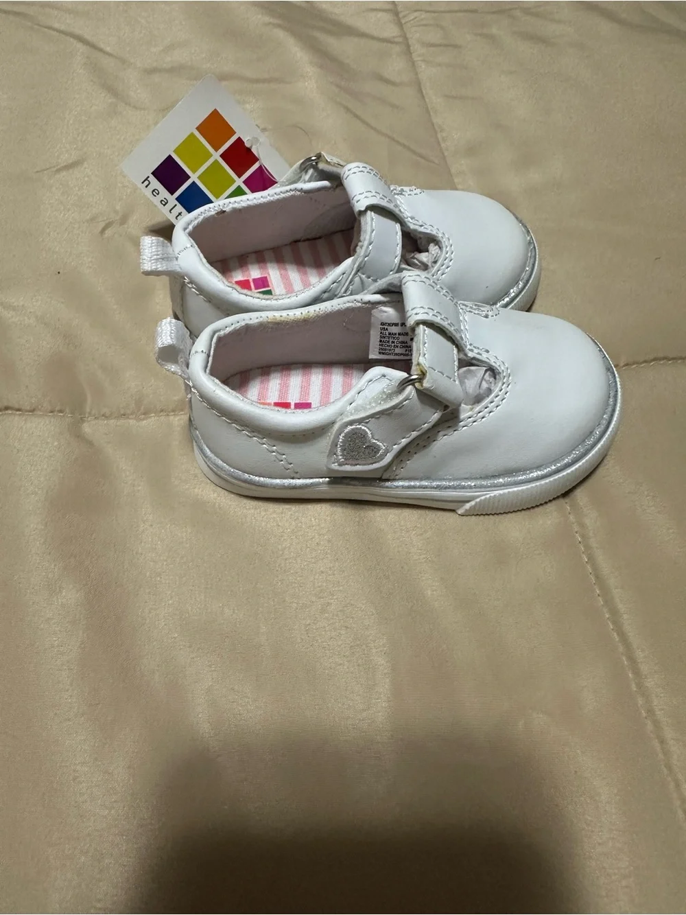 healthtex White Baby Mary Jane Walker Shoes with Hook-and-Loop Strap